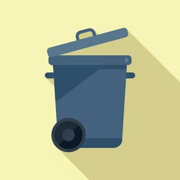 Waste bin icon flat vector. Trash food 库存插图