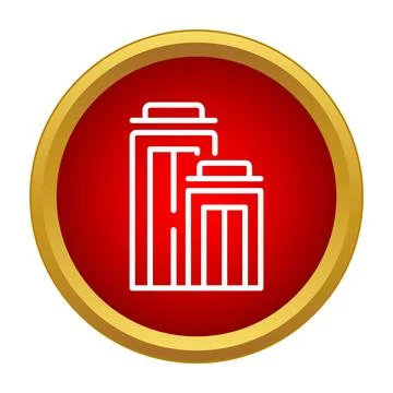 Waste bin icon on red round button Stock Illustration