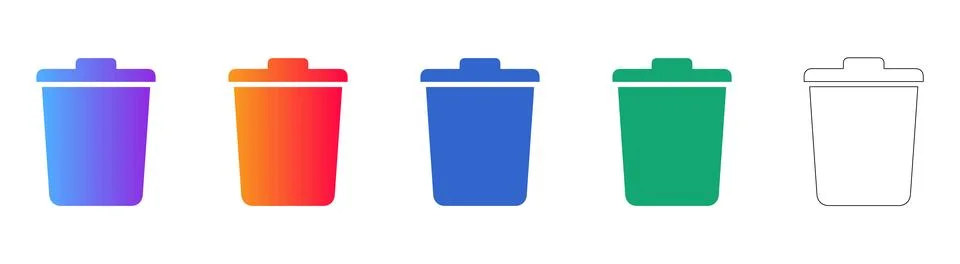 Waste Bin Icon Set for Web Interfaces Illustrazione stock