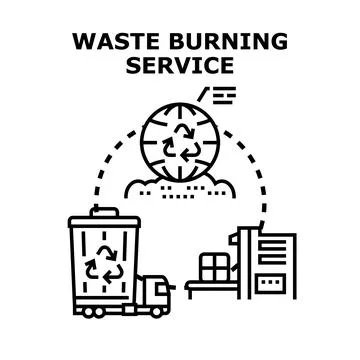 Waste burning service managing environmental protection concept Stock Illustration