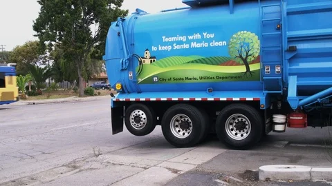 Waste Collections Truck Backing Into Traffic Stock Footage