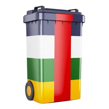Waste container with Central African flag, 3D rendering Stock Illustration