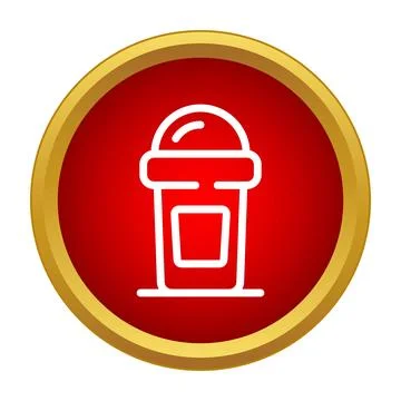 Waste container icon on a red circle button Stock Illustration