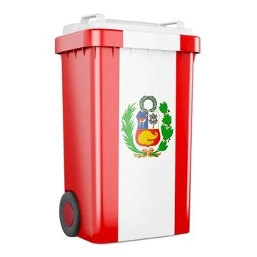 Waste container with Peruvian flag, 3D rendering Stock Illustration