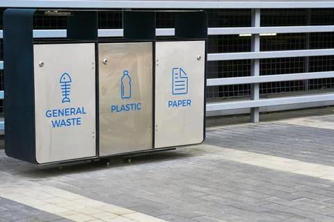 Waste containers, keep your planet Earth clean Foto stock