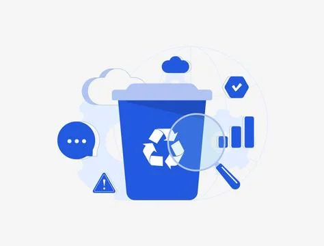 Waste data management optimizes recycling processes with cloud analytics, real Stockillustratie