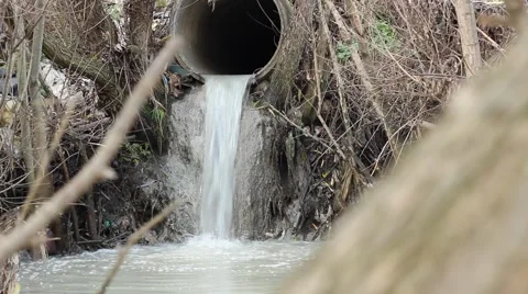 Waste Discharge River Pipe Stock-Footage 46108835