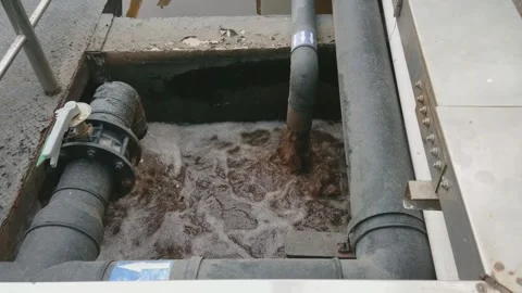The waste disposal process of sedimentation tanks and circulation water pipe Stock Footage 158791562