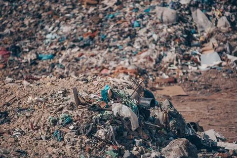 Waste dump concept, Pile of the garbage, garbage dump , waste from household in Stock Photos