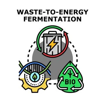 Waste to energy fermentation process development Stock-Illustration