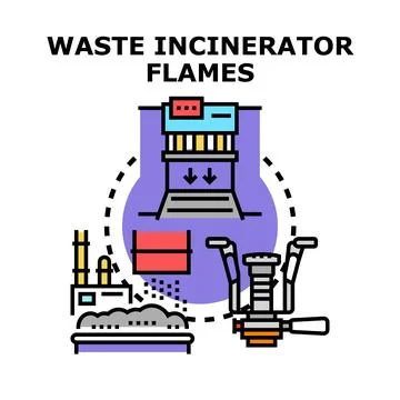 Waste energy incineration technology processing garbage materials Stock Illustration