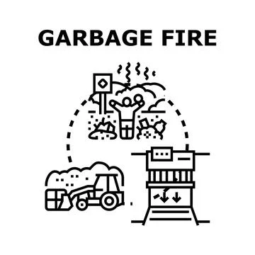 Waste fire disposal process concept vector illustration Stock Illustration