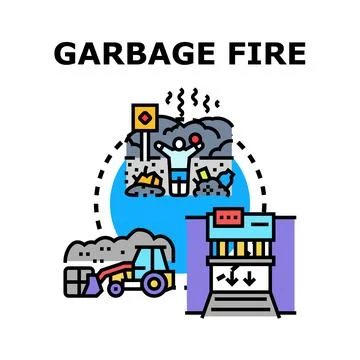 Waste fire disposal process concept vector illustration Stock Illustration