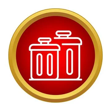 Waste garbage bins recycling sorting red icon Stock Illustration