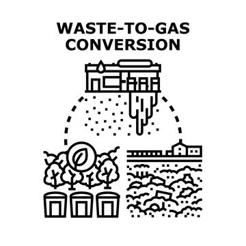 Waste to gas conversion process illustrating alternative energy Stock Illustration