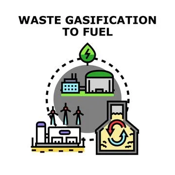 Waste gasification process creating alternative energy fuel Stock Illustration