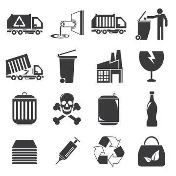 Waste icons Stock Illustration