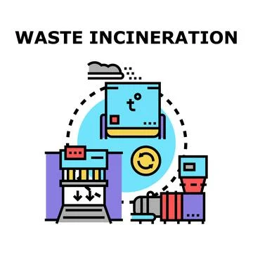 Waste incineration process converting refuse into energy Stock Illustration
