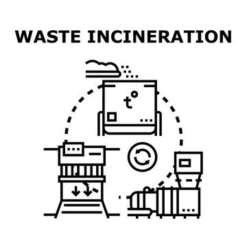 Waste incineration process converting refuse into energy Stock Illustration