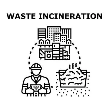 Waste incineration process for urban garbage management Stock Illustration