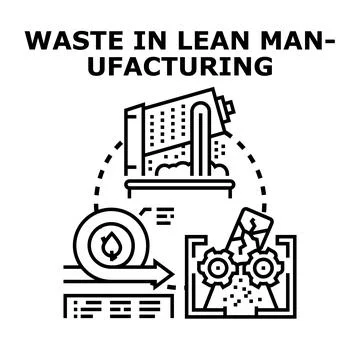Waste in lean manufacturing process illustrating industrial defect Stock Illustration