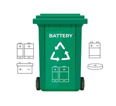 Waste Management - Battery Recycle Bin - Icon Stock Illustration