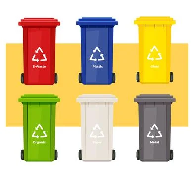 Waste Management - Bin Color Codes - Icon Stock Illustration