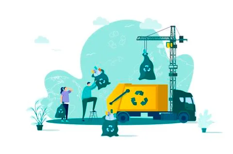 Waste management concept in flat style. Stock Illustration