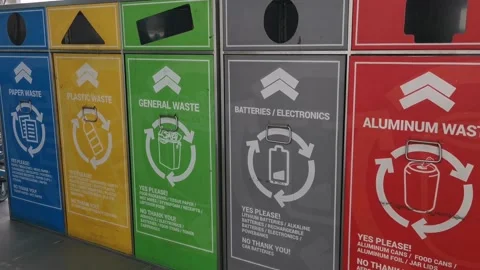 Waste Management of Different Garbage Categories Stock Footage 203172387