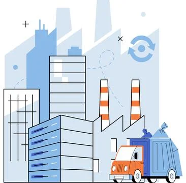 Waste management. Ecologically responsible behavior includes proper waste Stock Illustration