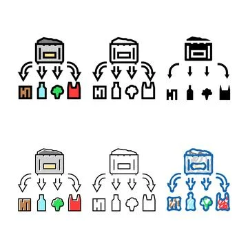Waste management looks waste sorting color icon vector Stock Illustration
