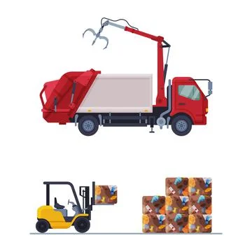 Waste Management or Garbage Processing with Machine Engaged in Trash Treatment イラスト素材