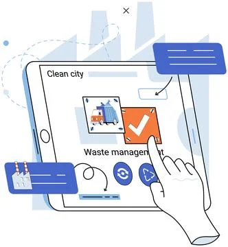 Waste management. Segregation at source promotes effective waste management Stock Illustration