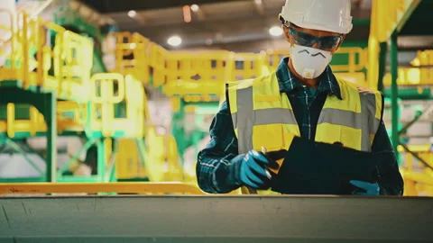 Waste Management Sorting Facility Worker Making Documentation Stock Footage 255625207