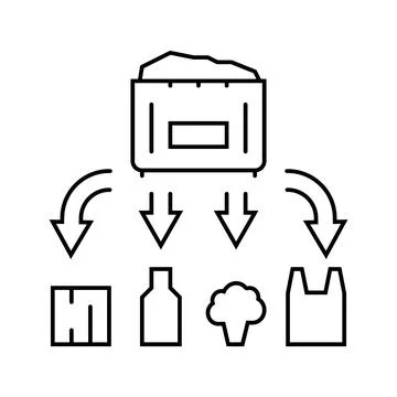 Waste management waste sorting line icon vector illustration Stock Illustration