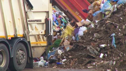 Waste Material Handling at Recycling Facility Stock-Footage 343732766