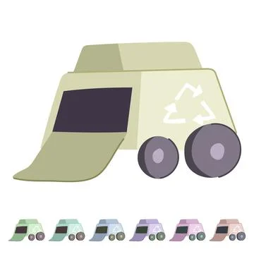 Waste mini robot sorting trash vector cartoon graphic Stock Illustration