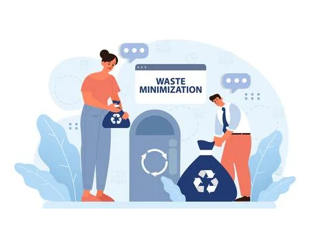 Waste Minimization in Action concept. Flat vector illustration. Stock Illustration