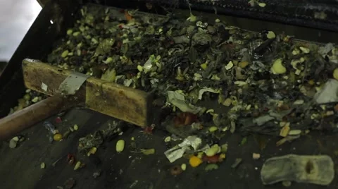 Waste moving on the conveyor belt at processing plant Stock Footage 58674927