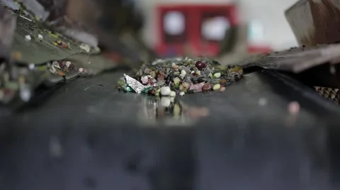 Waste moving on the conveyor belt at processing plant Stock Footage 58674976