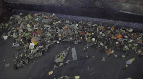 Waste moving on the conveyor belt at processing plant Stock-Footage 58675258