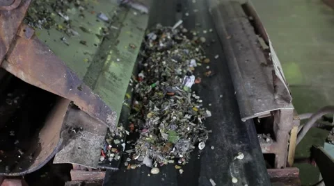 Waste moving on the conveyor belt at processing plant Stock Footage 58675604