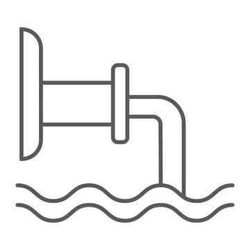 Waste pipe thin line icon, industrial and water, wastewater sign, vector Stock Illustration