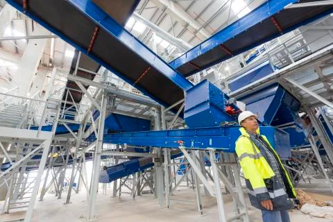 Waste plant inside process engineer test Stock Photos