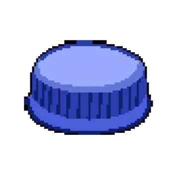 Waste plastic bottle cap pixel art vector illustration Stock Illustration