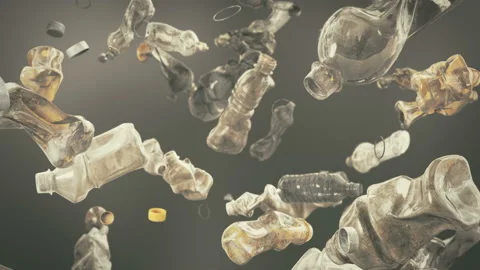 Waste Plastic Bottle falling down loopable background in 4K Stock Footage 138656737