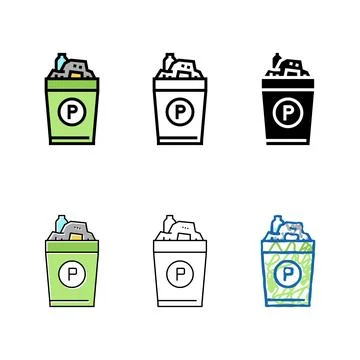 Waste plastic color forms icon vector Stock Illustration