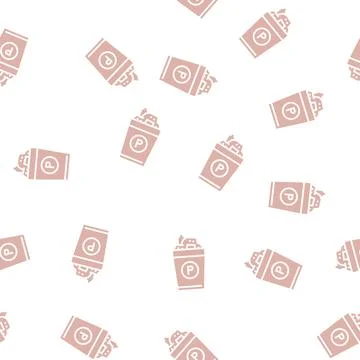 Waste plastic glyph seamless pattern Stock Illustration