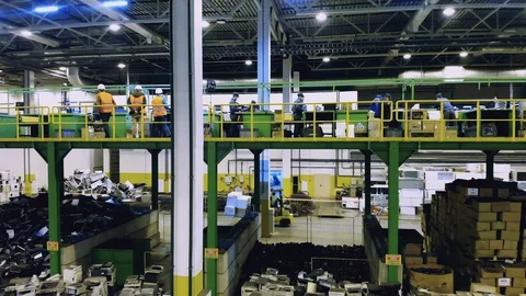 Waste, plastic trash, garbage recycling plant. Premises of a dumpsite with Stock-Footage 128117418