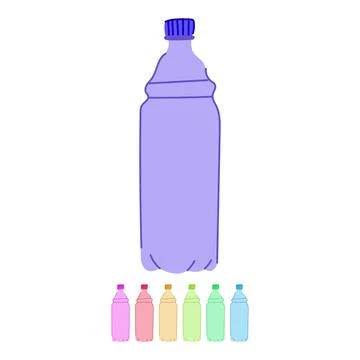 Waste plastic water bottle vector cartoon graphic Stock Illustration